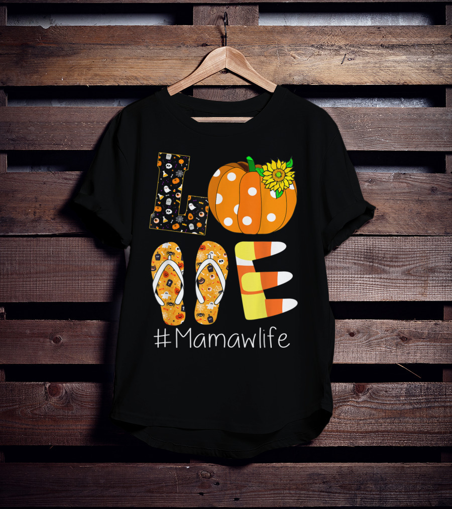 Love Pumpkin Sunflower Mamaw Life Halloween T-Shirt
