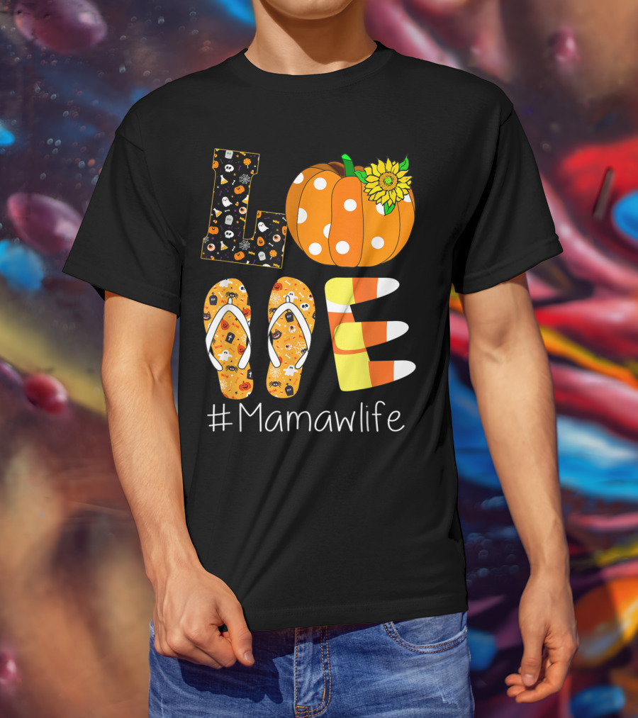 Love Pumpkin Sunflower Mamaw Life Halloween T-Shirt