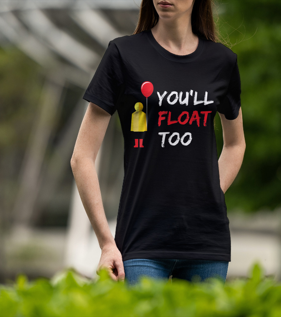 You'll Float Too Red Balloon Yellow Raincoat T-Shirt