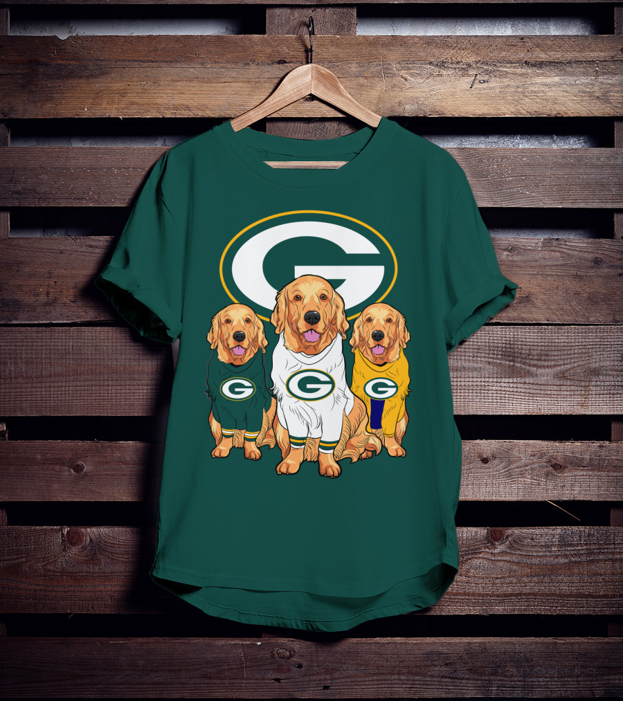 Green Bay Packers Golden Retriever Dog Trio T-Shirt