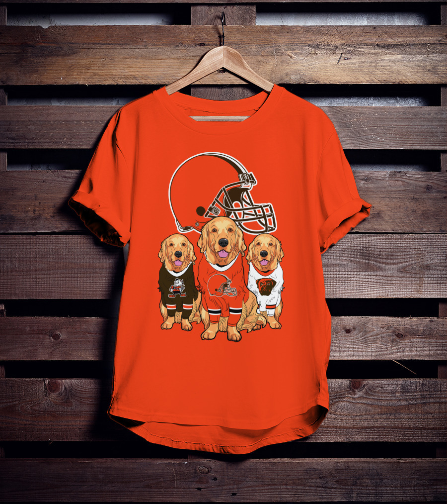 Cleveland Browns Dogs Football Golden Retrievers T-Shirt