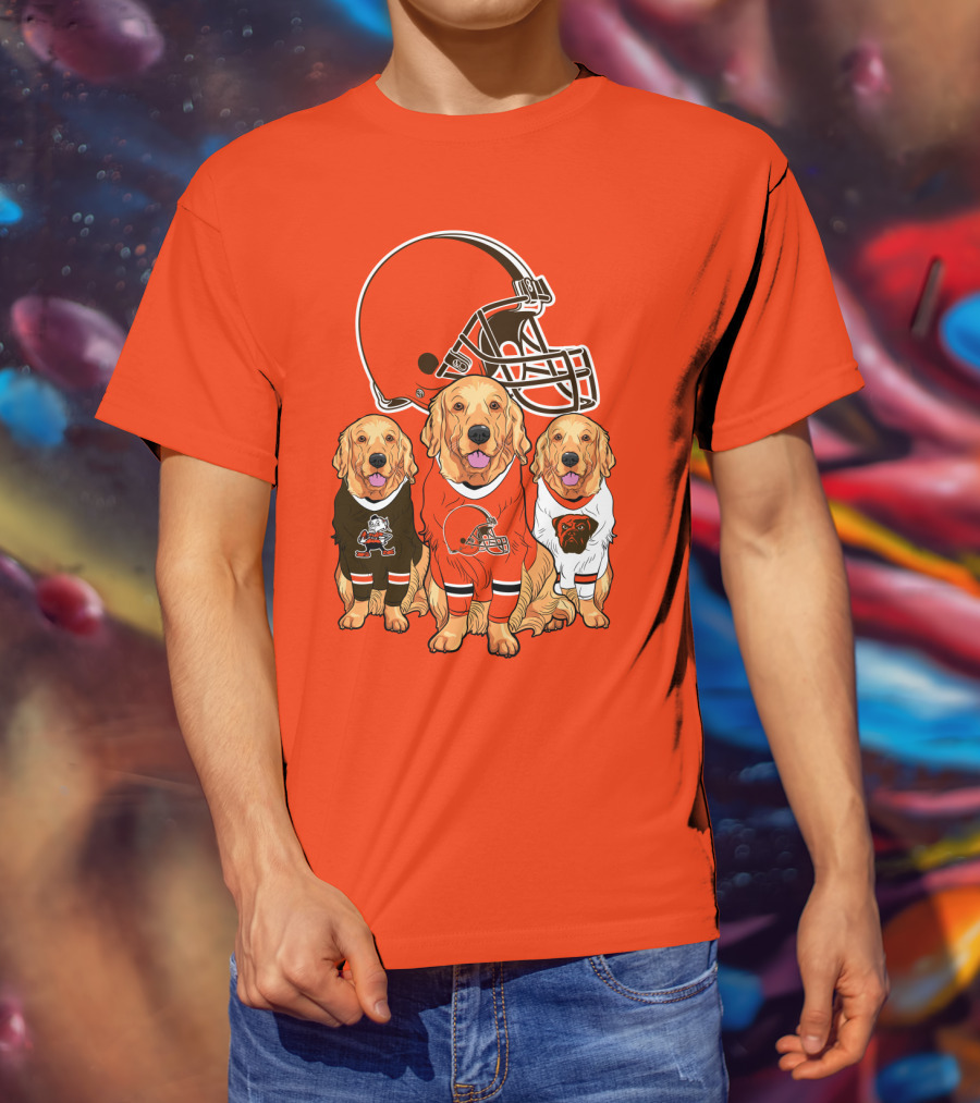 Cleveland Browns Dogs Football Golden Retrievers T-Shirt