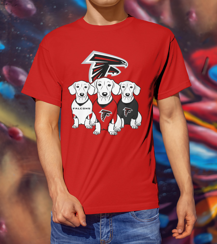Atlanta Falcons With Dachshund  T-Shirt