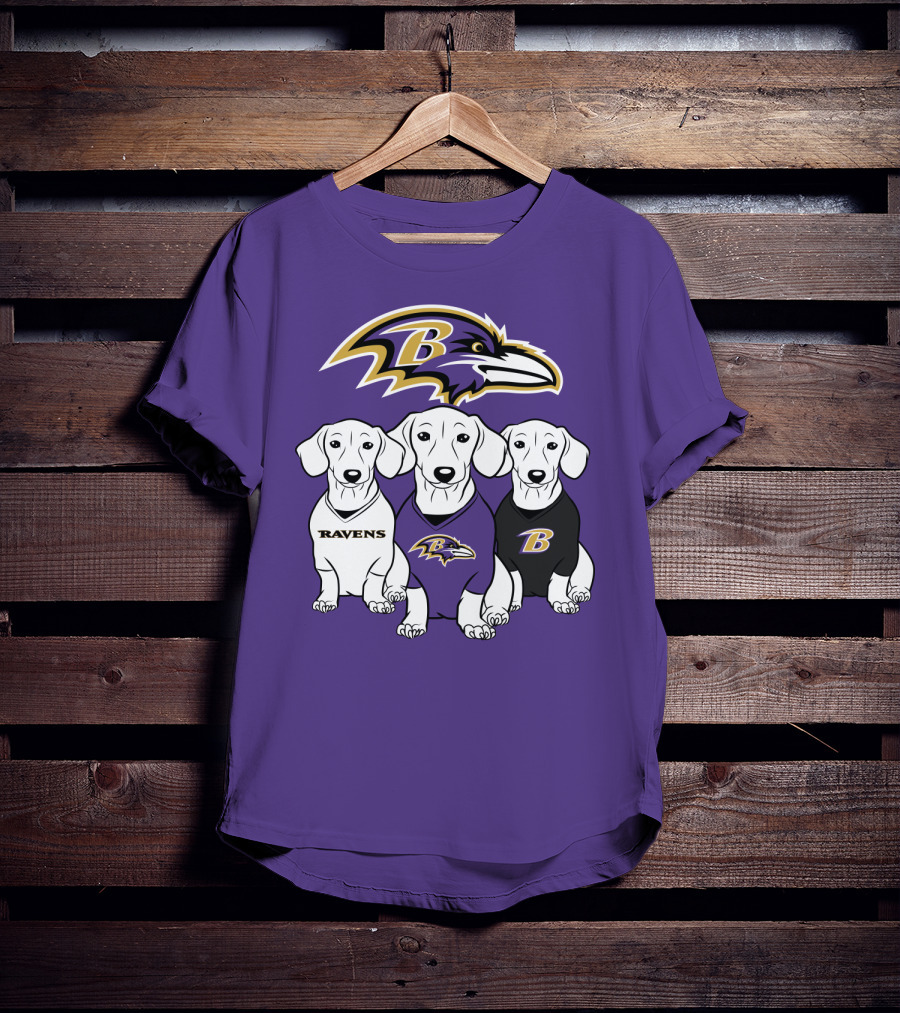 Baltimore Ravens Ravens Dachshund  Dog Trio T-Shirt
