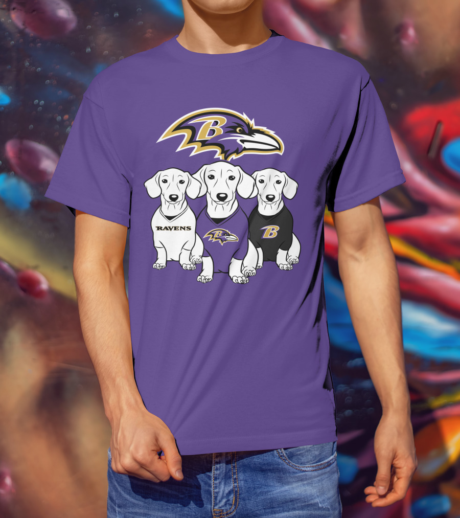 Baltimore Ravens Ravens Dachshund  Dog Trio T-Shirt