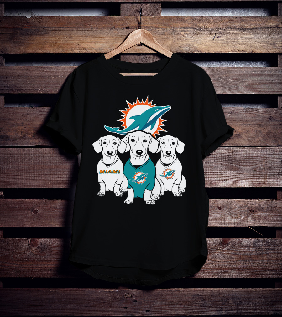 Miami Dolphins Dachshund Dogs T-Shirt