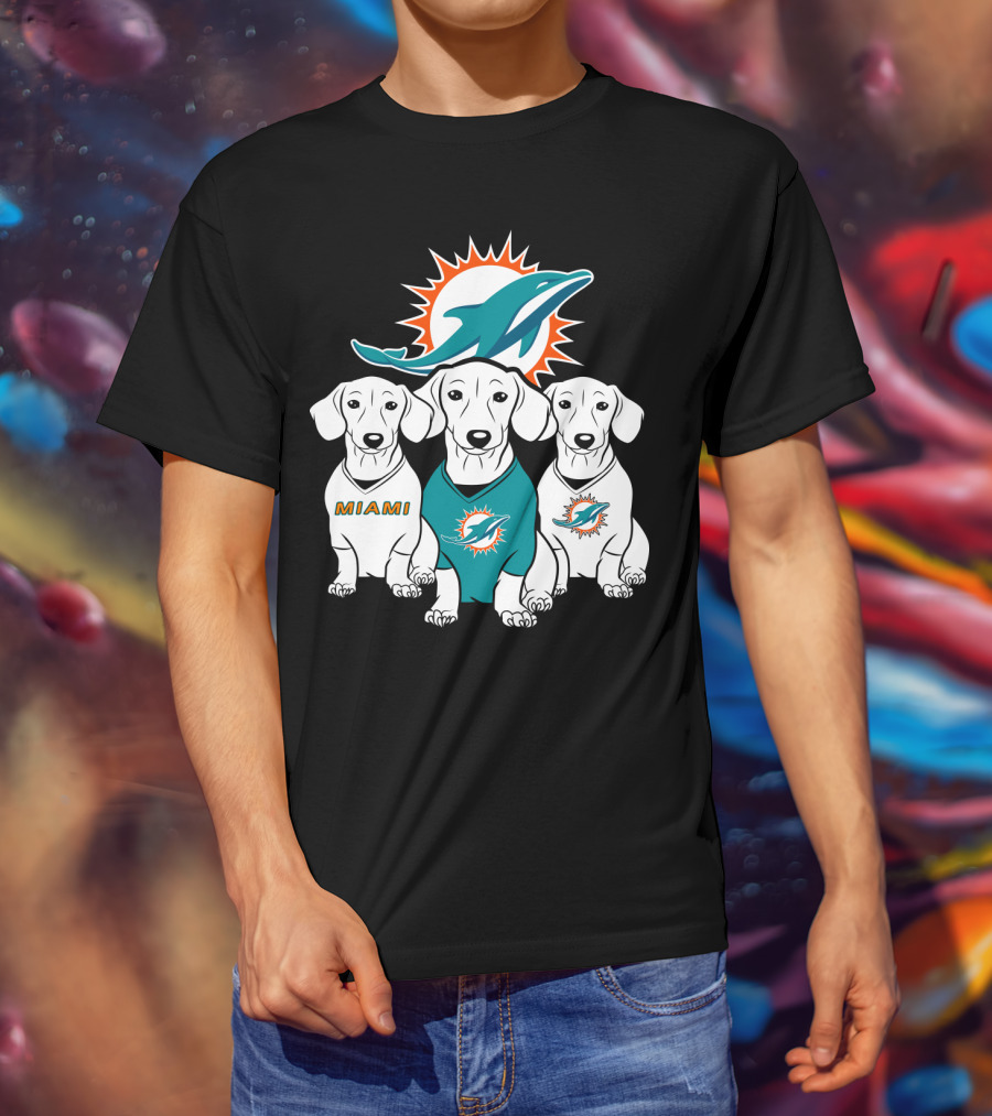 Miami Dolphins Dachshund Dogs T-Shirt