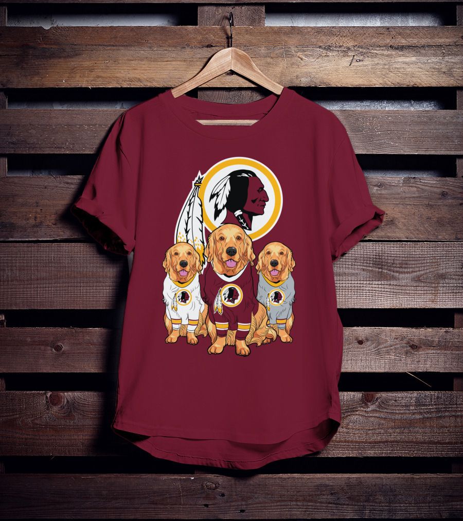 Three Golden Retrievers In Washington Football Team Jerseys T-Shirt