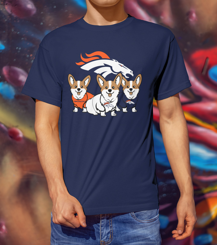 Denver Broncos Corgi Trio T-Shirt