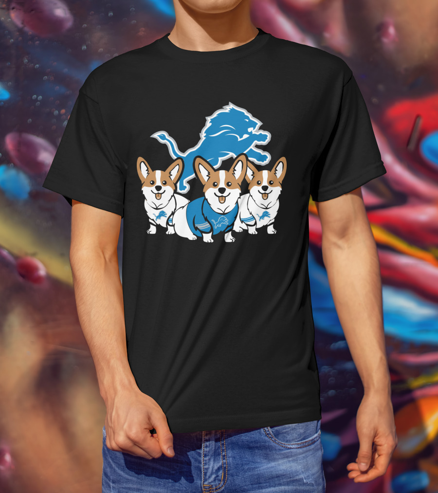 Detroit Lions Corgi Trio T-Shirt