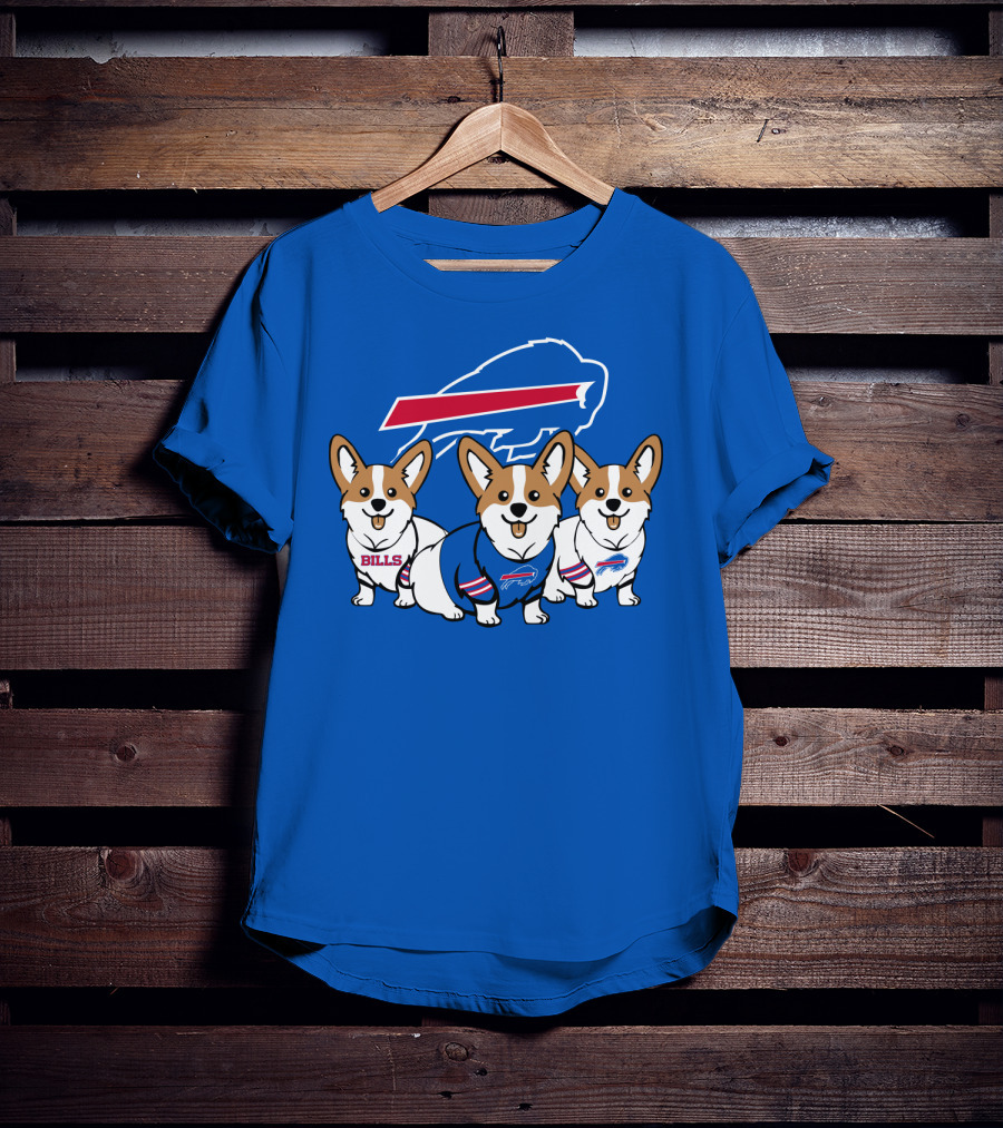 Buffalo Bills Corgi Trio Blue T-Shirt