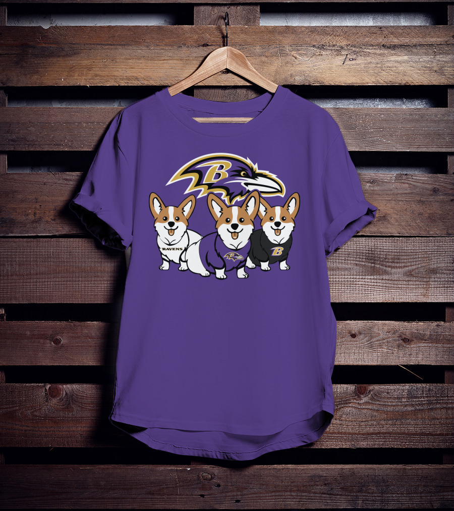 Baltimore Ravens Corgi Trio T-Shirt