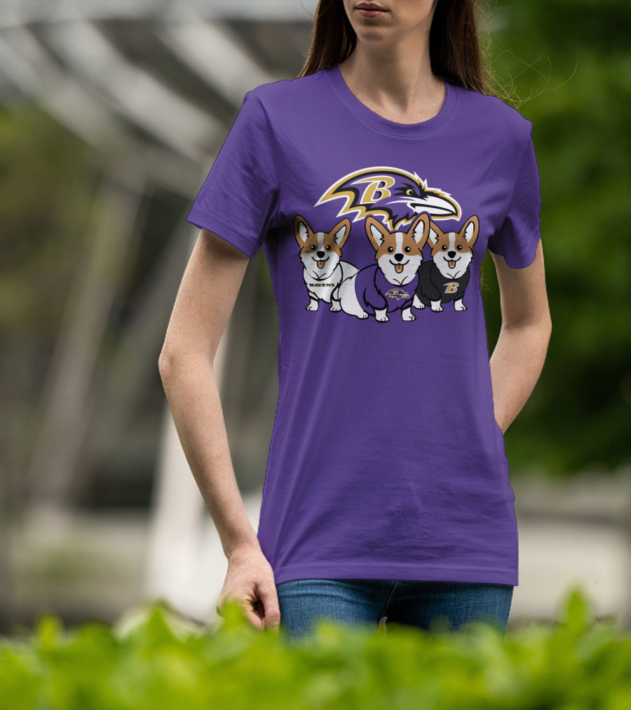 Baltimore Ravens Corgi Trio T-Shirt