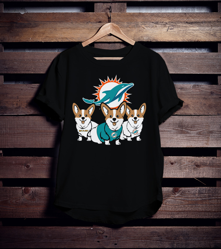 Miami Dolphins Corgi T-Shirt