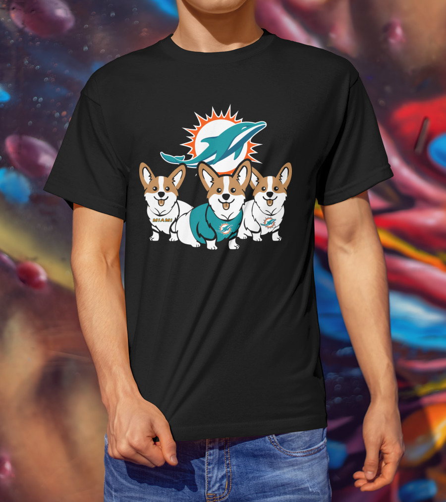 Miami Dolphins Corgi T-Shirt