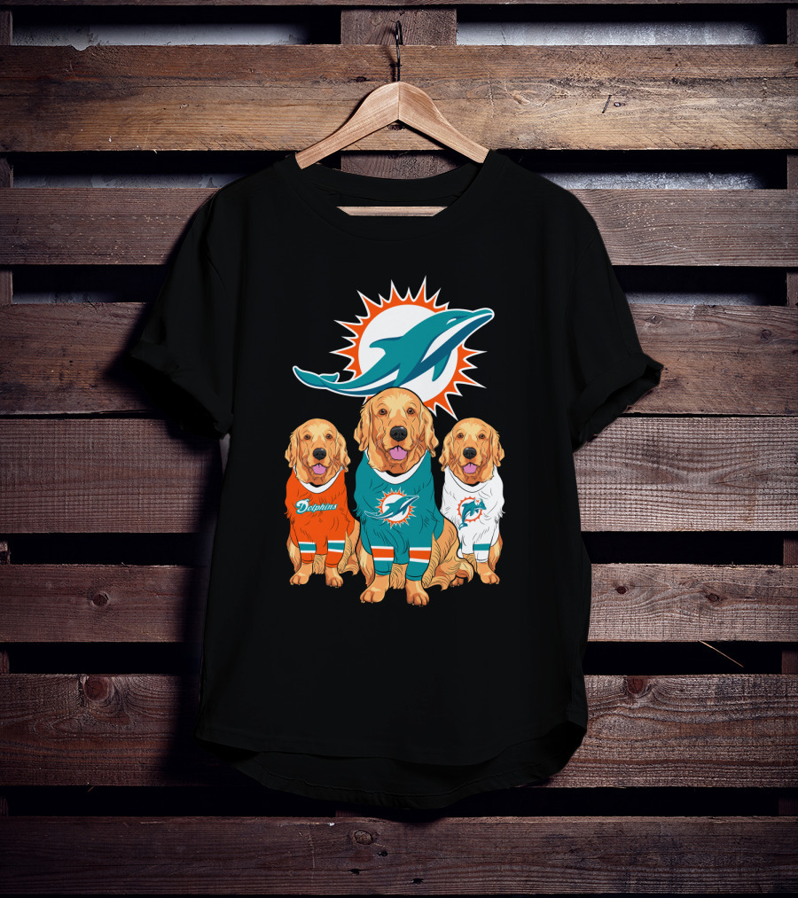 Miami Dolphins Golden Retrievers T-Shirt