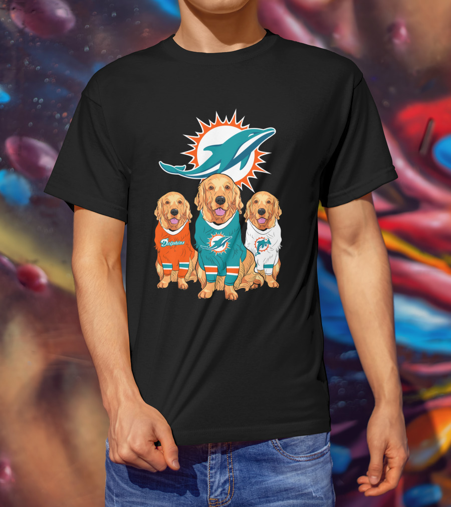 Miami Dolphins Golden Retrievers T-Shirt