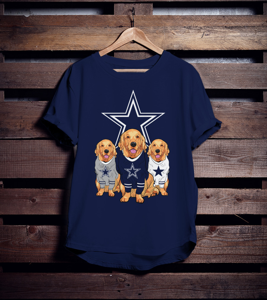 Dallas Cowboys Golden Retrievers Trio T-Shirt