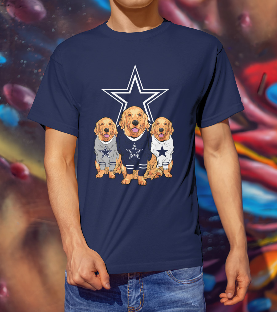 Dallas Cowboys Golden Retrievers Trio T-Shirt