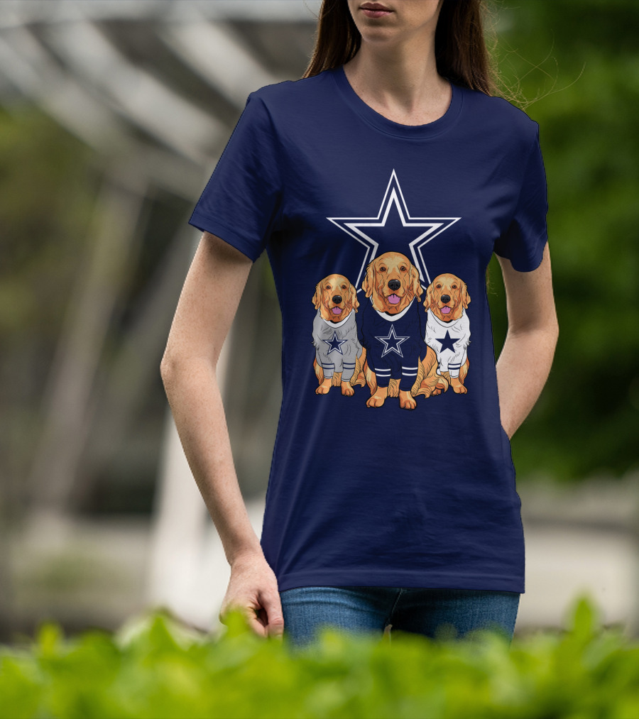 Dallas Cowboys Golden Retrievers Trio T-Shirt