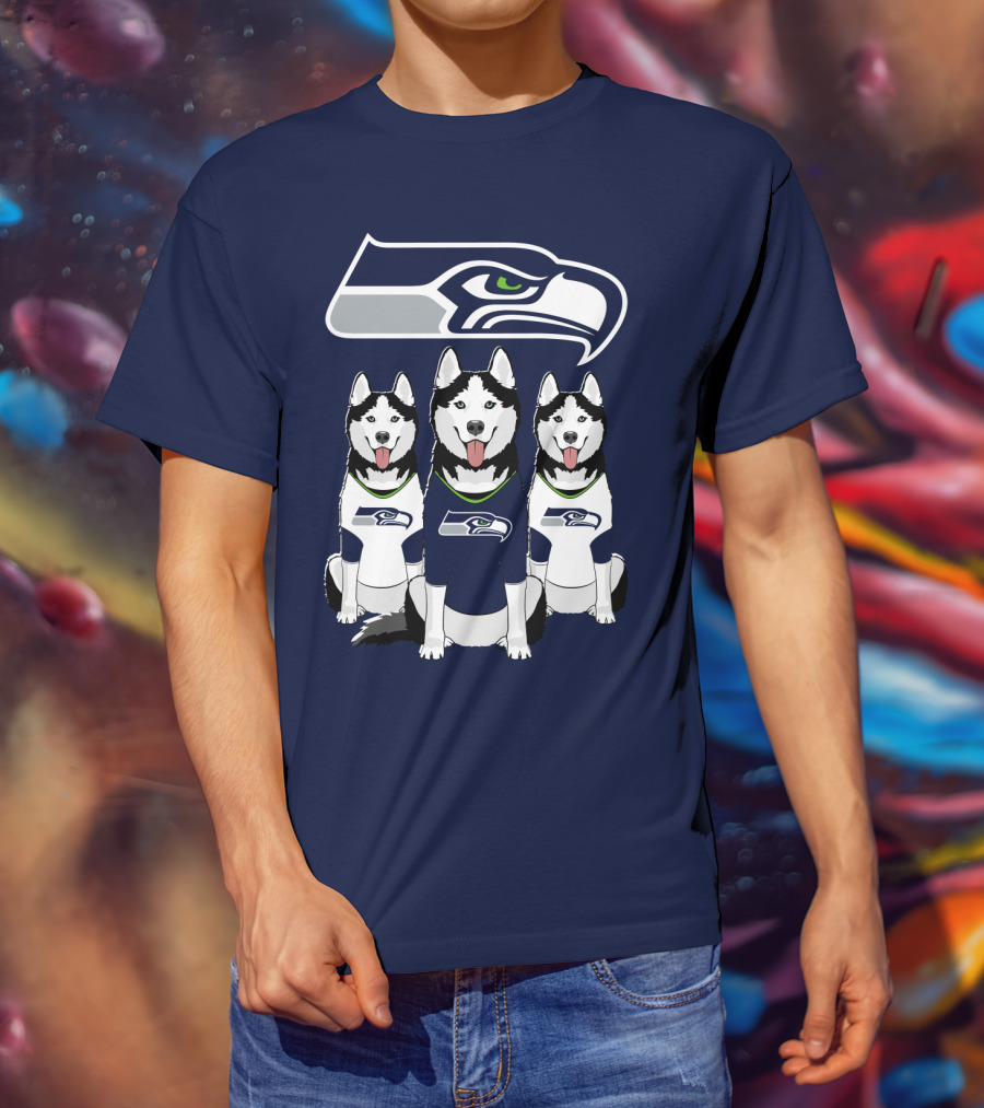 Seattle Seahawks Husky Trio Fan T-Shirt