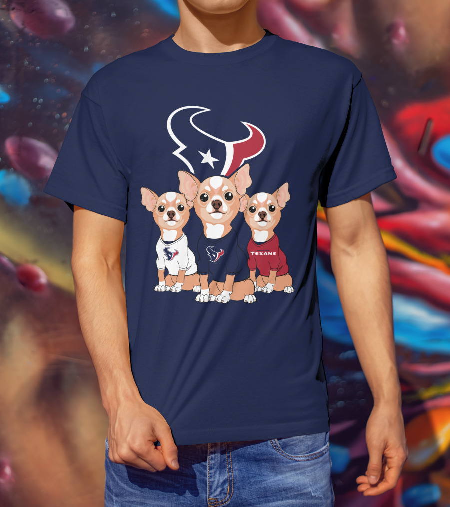 Houston Texans Chihuahua Trio Fan T-Shirt