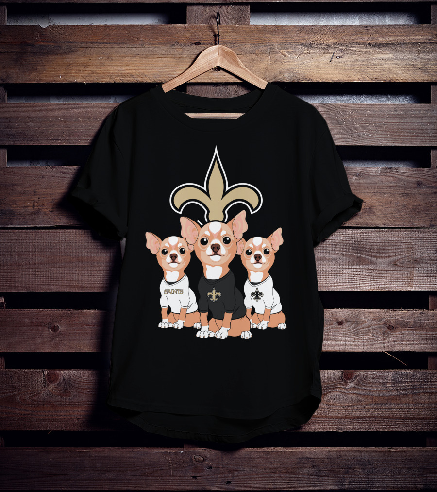  New Orleans Saints Chihuahua Trio T-Shirt