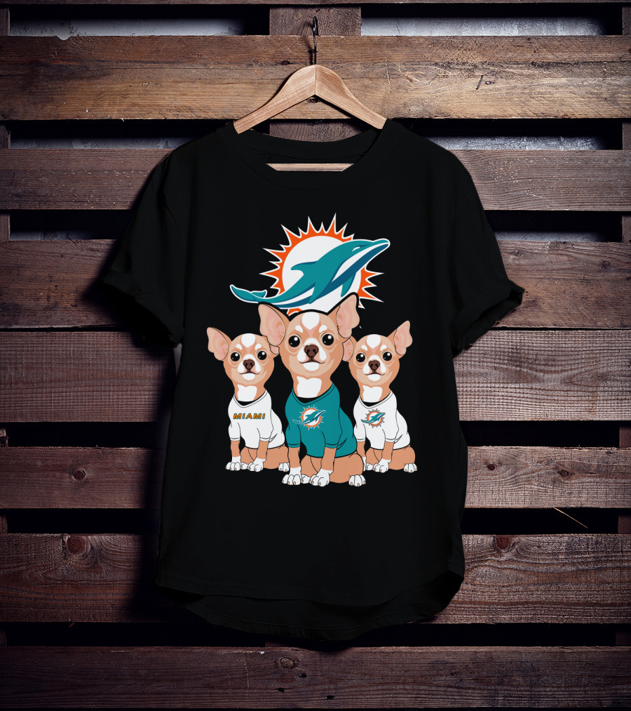 Miami Dolphins Chihuahua Trio T-Shirt
