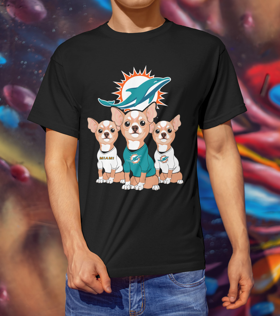Miami Dolphins Chihuahua Trio T-Shirt