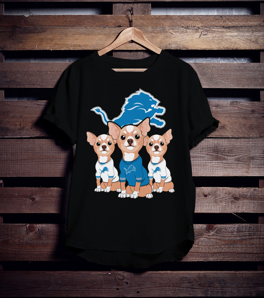 Detroit Lions Chihuahua Trio T-Shirt