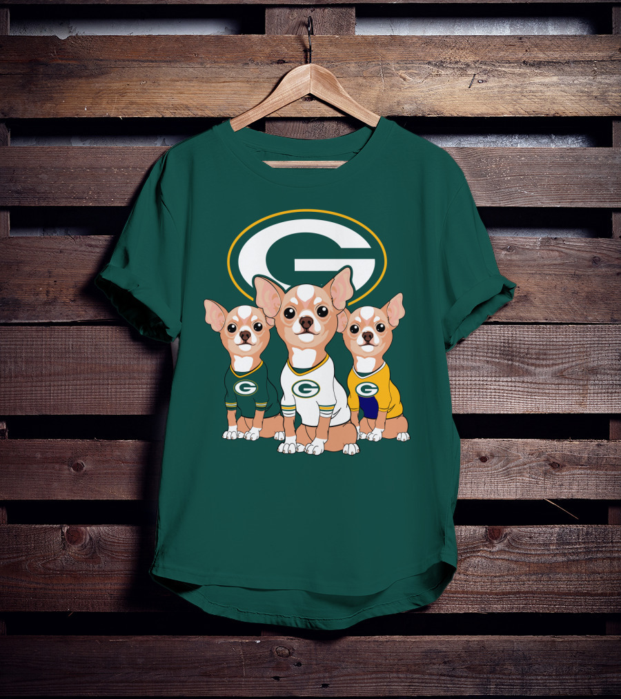Green Bay Packers Chihuahua Trio T-Shirt