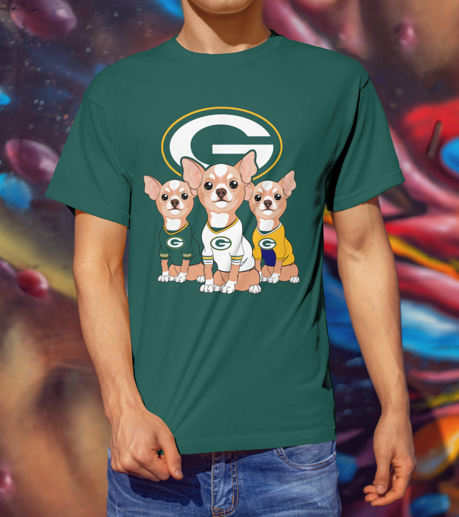 Green Bay Packers Chihuahua Trio T-Shirt
