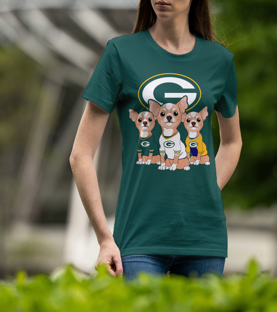 Green Bay Packers Chihuahua Trio T-Shirt