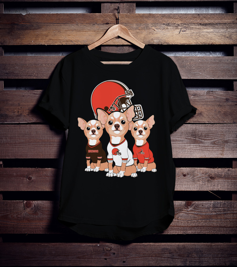 Browns Football Chihuahua Trio T-Shirt