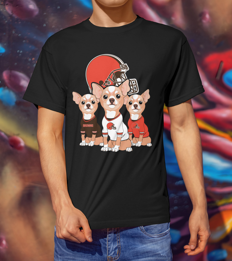 Browns Football Chihuahua Trio T-Shirt