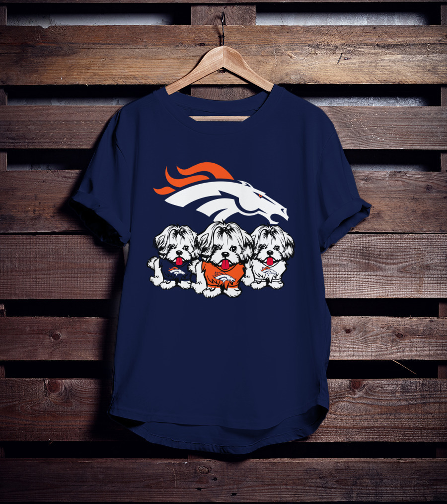 Shih Tzu Dogs Denver Broncos NFL Football Fan T-Shirt