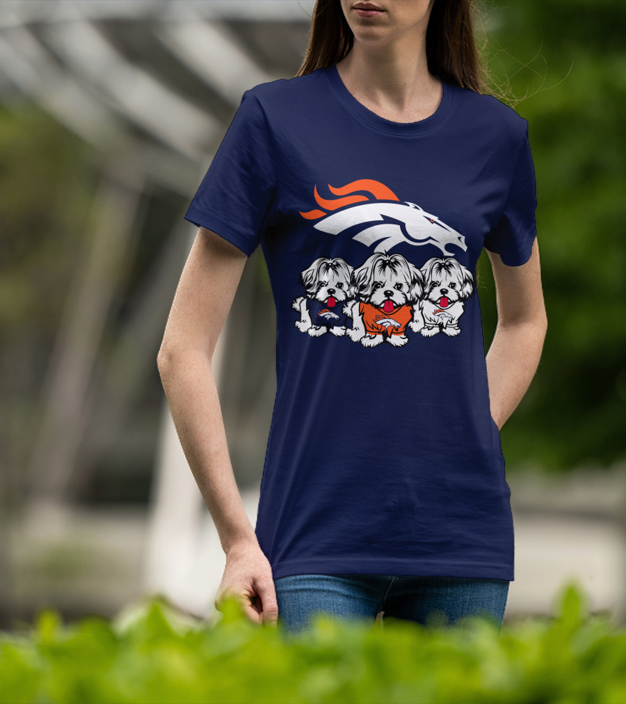 Shih Tzu Dogs Denver Broncos NFL Football Fan T-Shirt