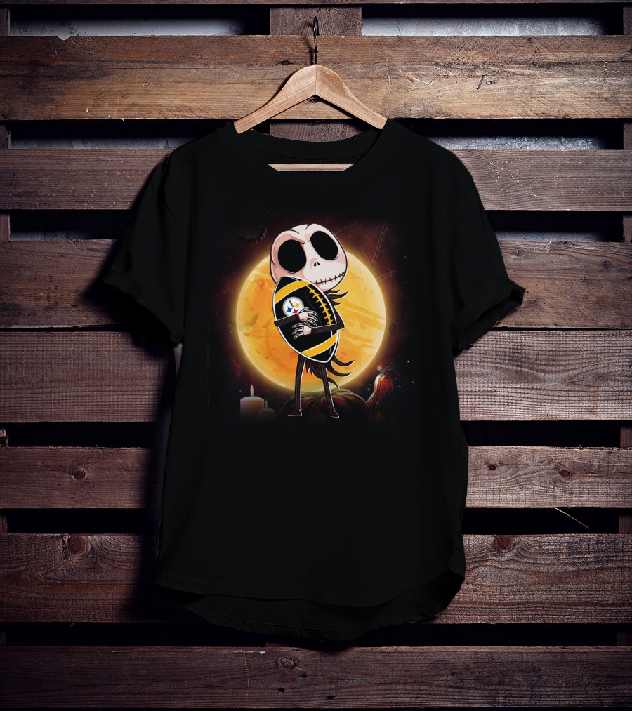 Halloween Moon Skeleton Football Fan T-Shirt