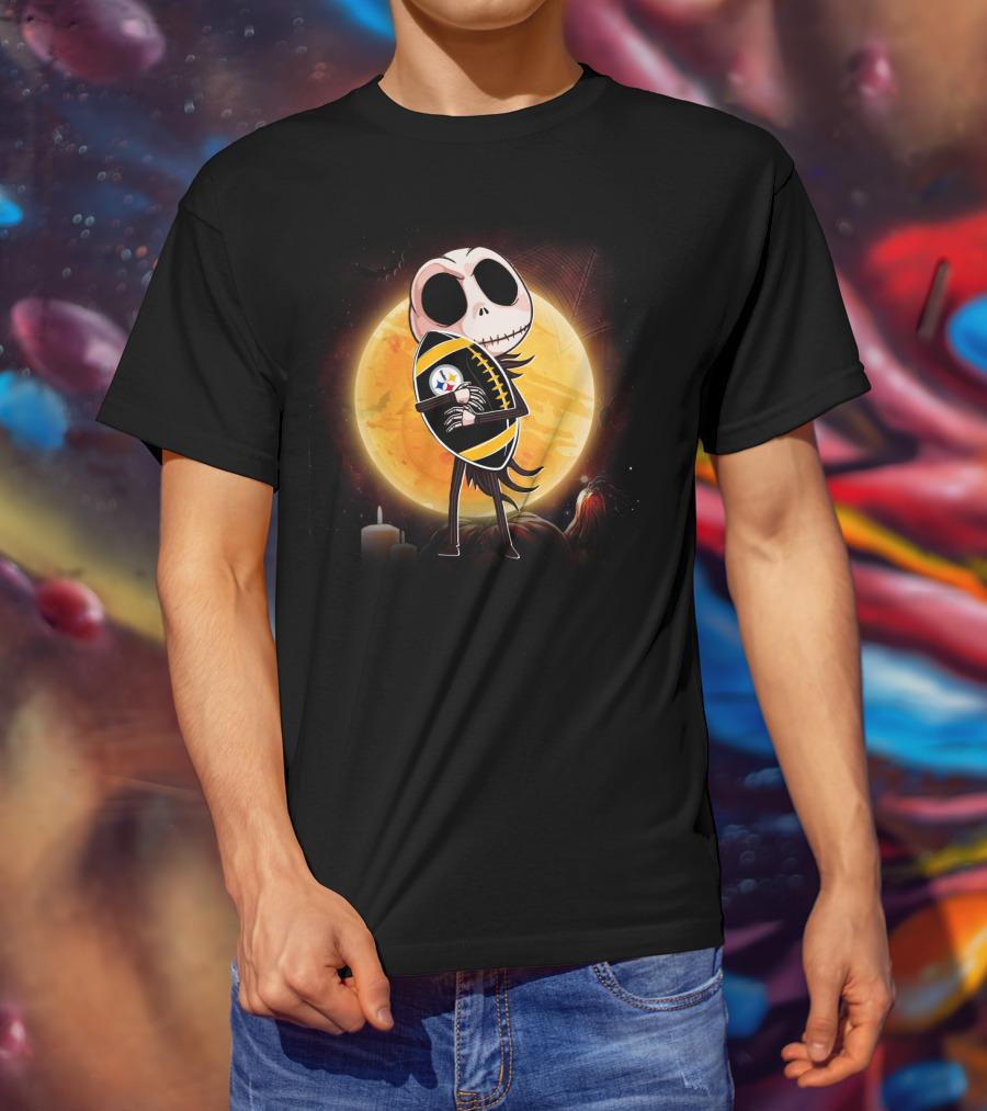 Halloween Moon Skeleton Football Fan T-Shirt