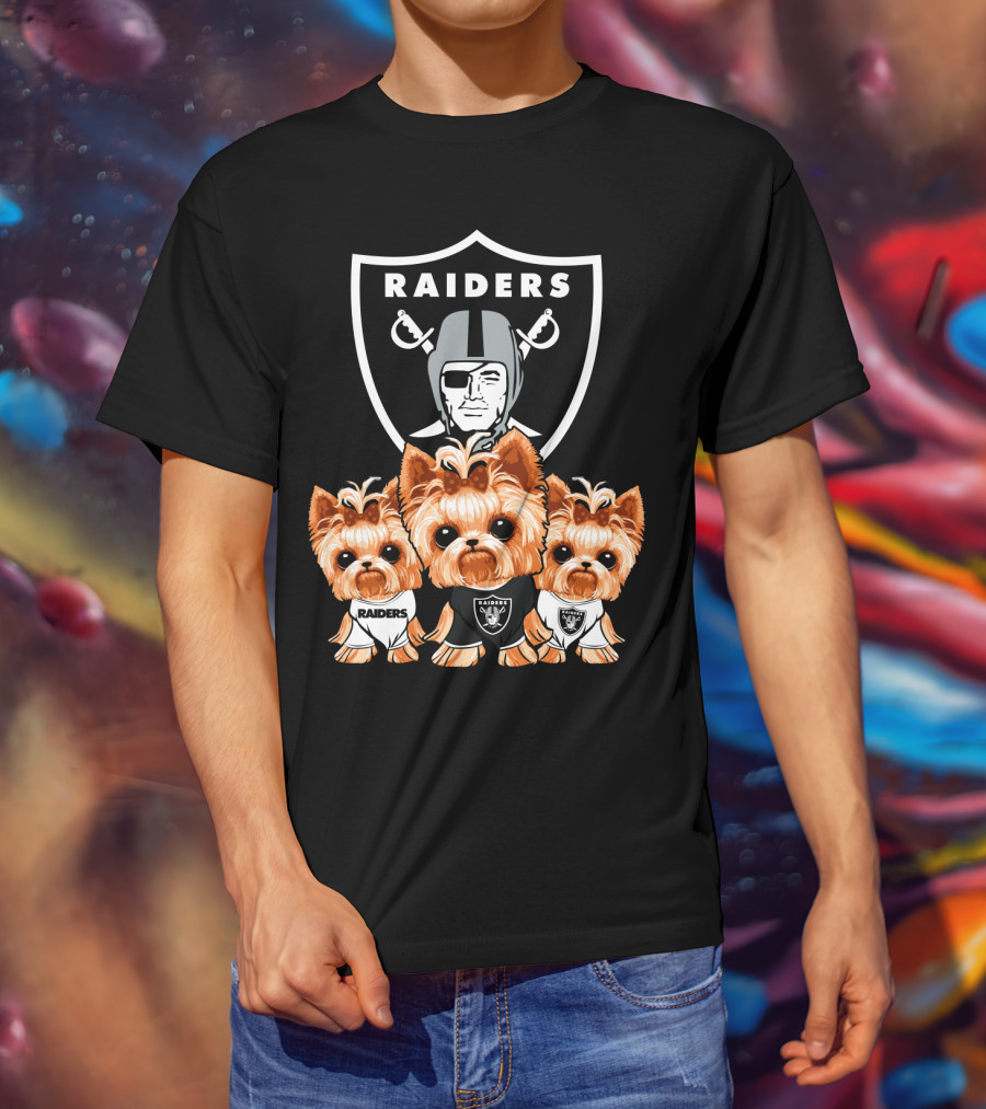 Yorkshire Terrier Dogs Las Vegas Raiders NFL Football Fa T-Shirt