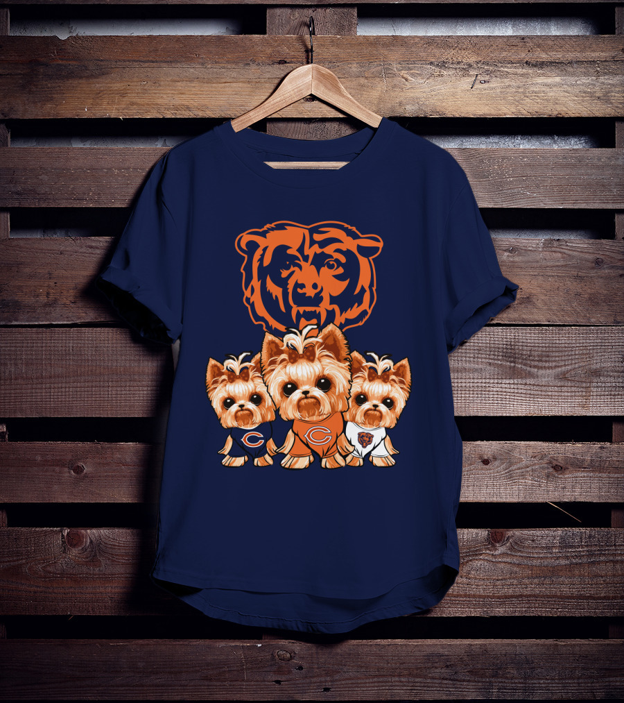 Chicago Bears Yorkshire Terrier Puppy Trio T-Shirt