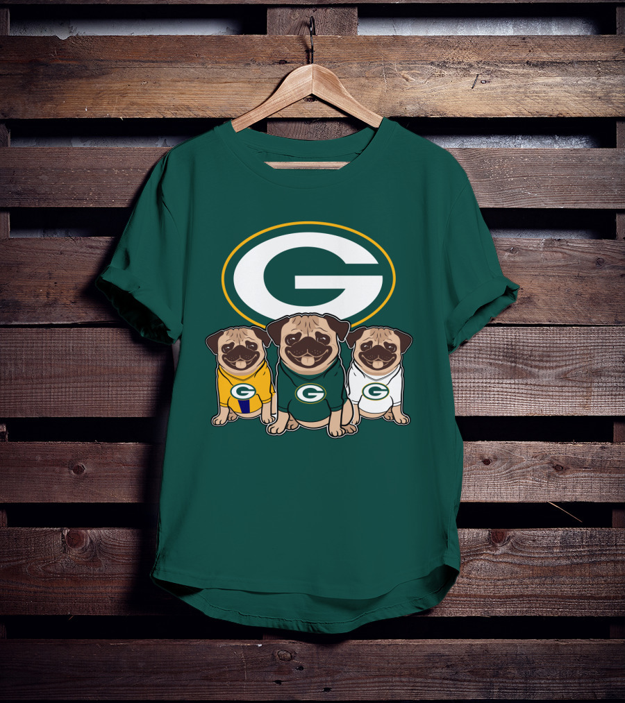 Green Bay Packers Pug Trio T-Shirt