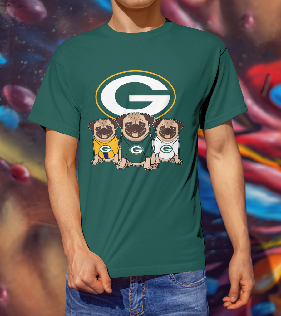 Green Bay Packers Pug Trio T-Shirt