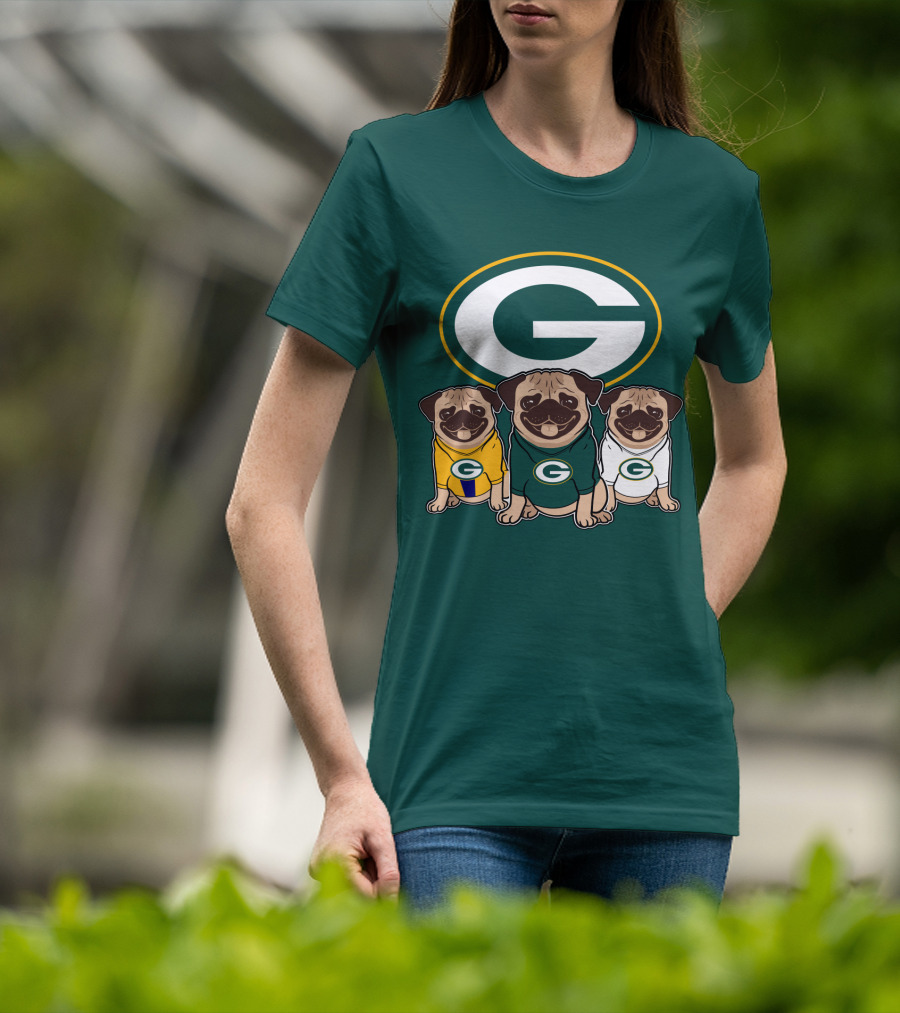 Green Bay Packers Pug Trio T-Shirt