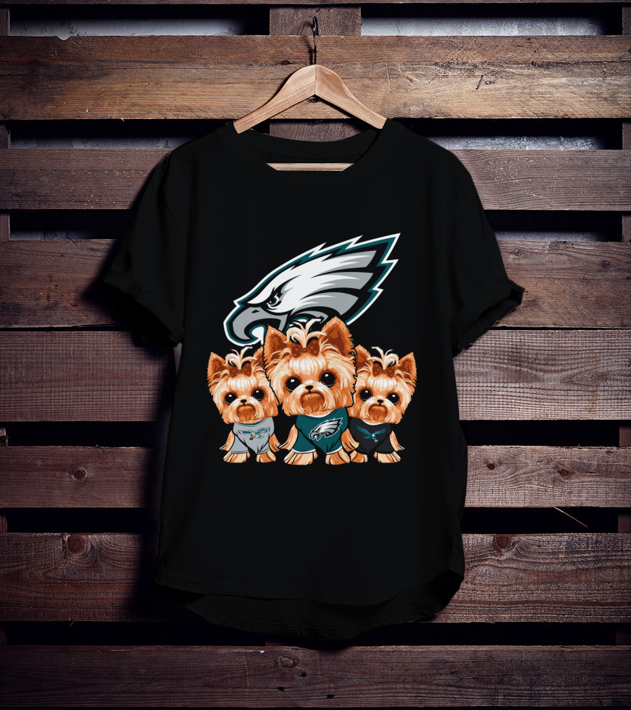 Philadelphia Eagles Yorkshire Terrier Puppy Trio T-Shirt