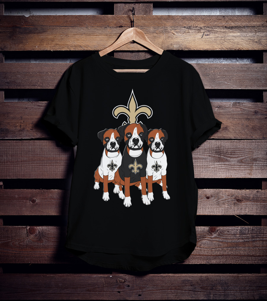 New Orleans Saints Boxer Dog Trio T-Shirt