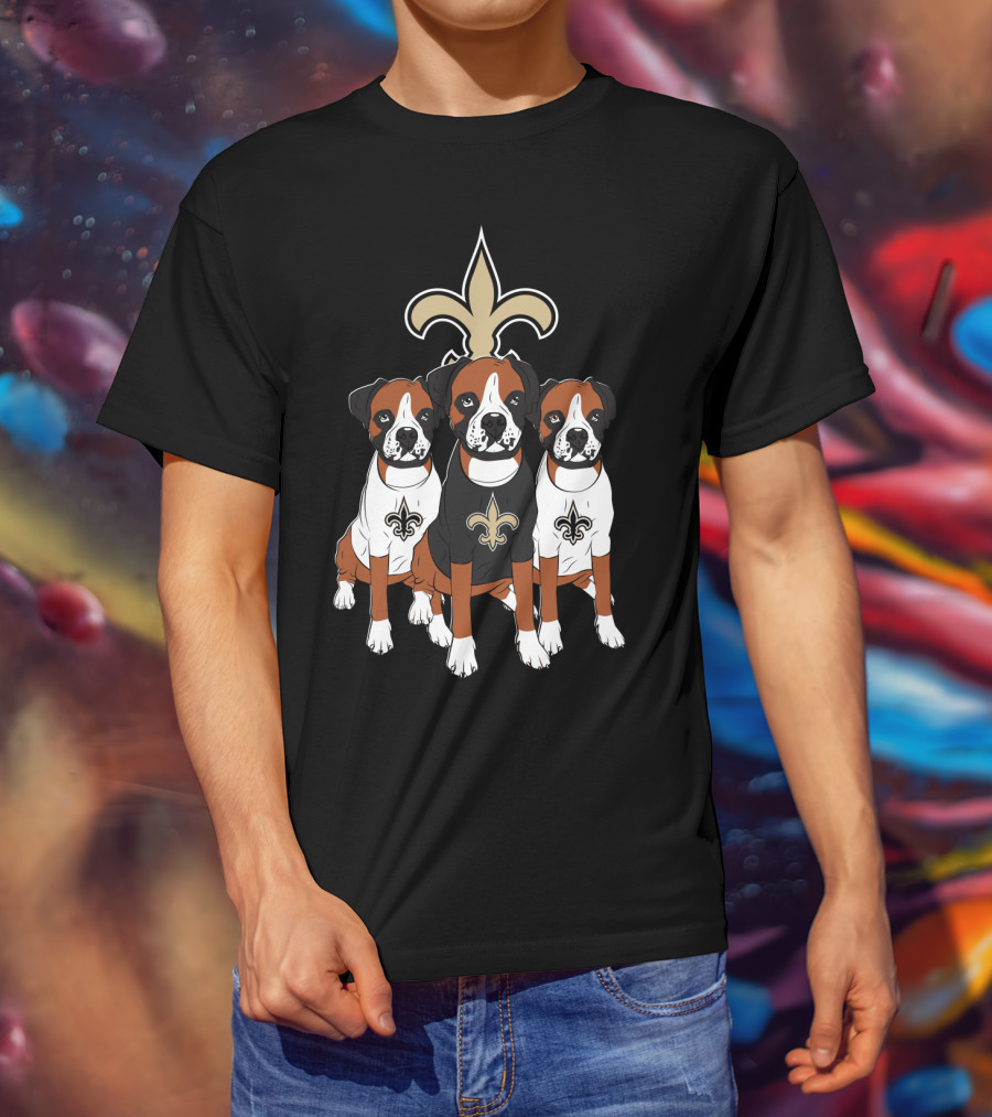New Orleans Saints Boxer Dog Trio T-Shirt