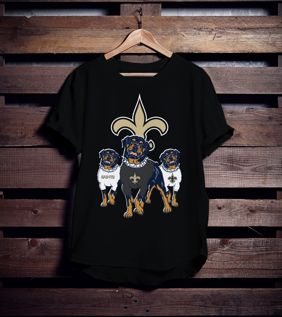 New Orleans Saints Rottweiler Trio Fleur-De-Lis T-Shirt
