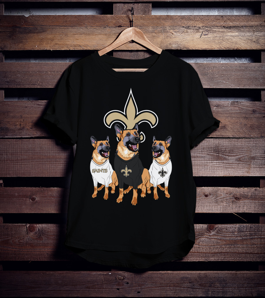 Saints Fleur-De-Lis German Shepherd Trio T-Shirt