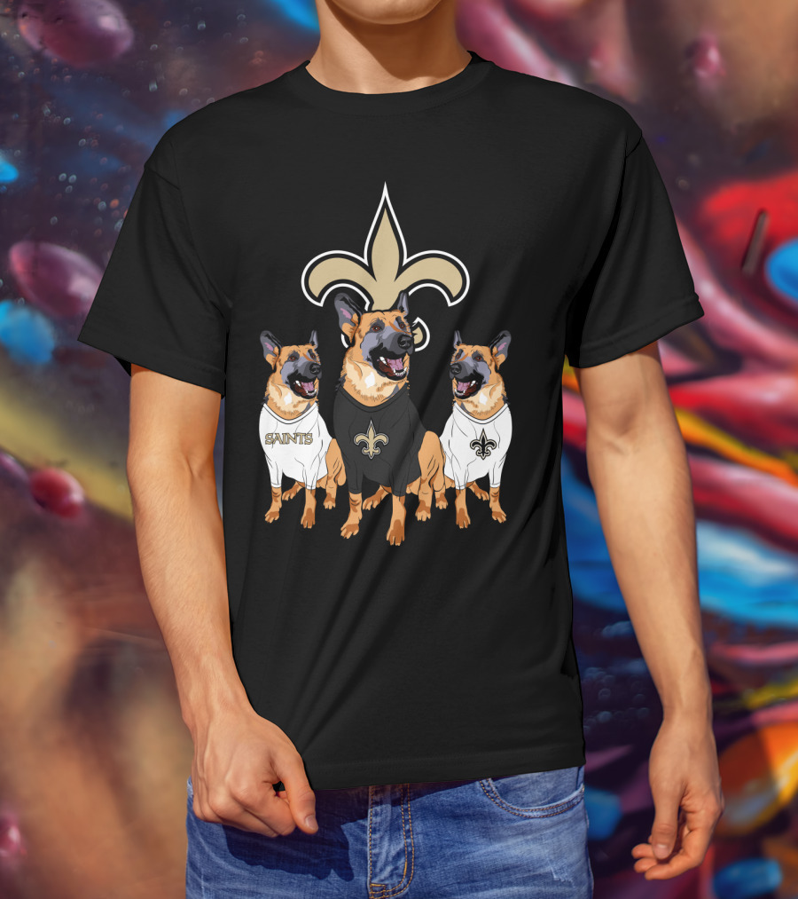 Saints Fleur-De-Lis German Shepherd Trio T-Shirt
